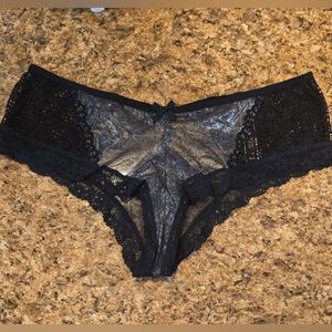 NEW Victoria’s Secret Very Sexy Black Shine Mesh Lace Cheeky Panties VS Large L